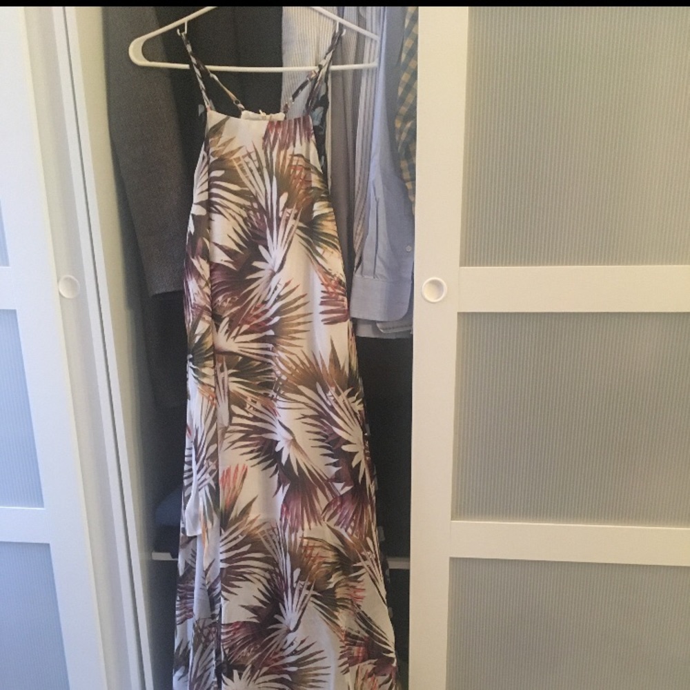 Tropical Print Long Foley Dress